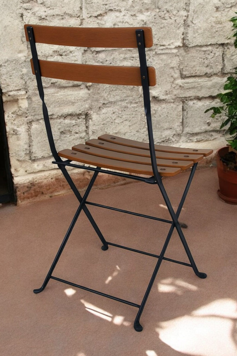 Dijon Folding Chair - Stackable -European Chestnut Wood Clear Coated Slats - product shot