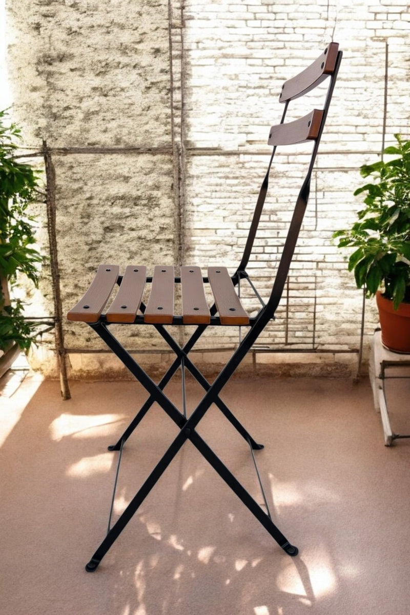 Dijon Folding Chair - Stackable -European Chestnut Wood Clear Coated Slats - product shot