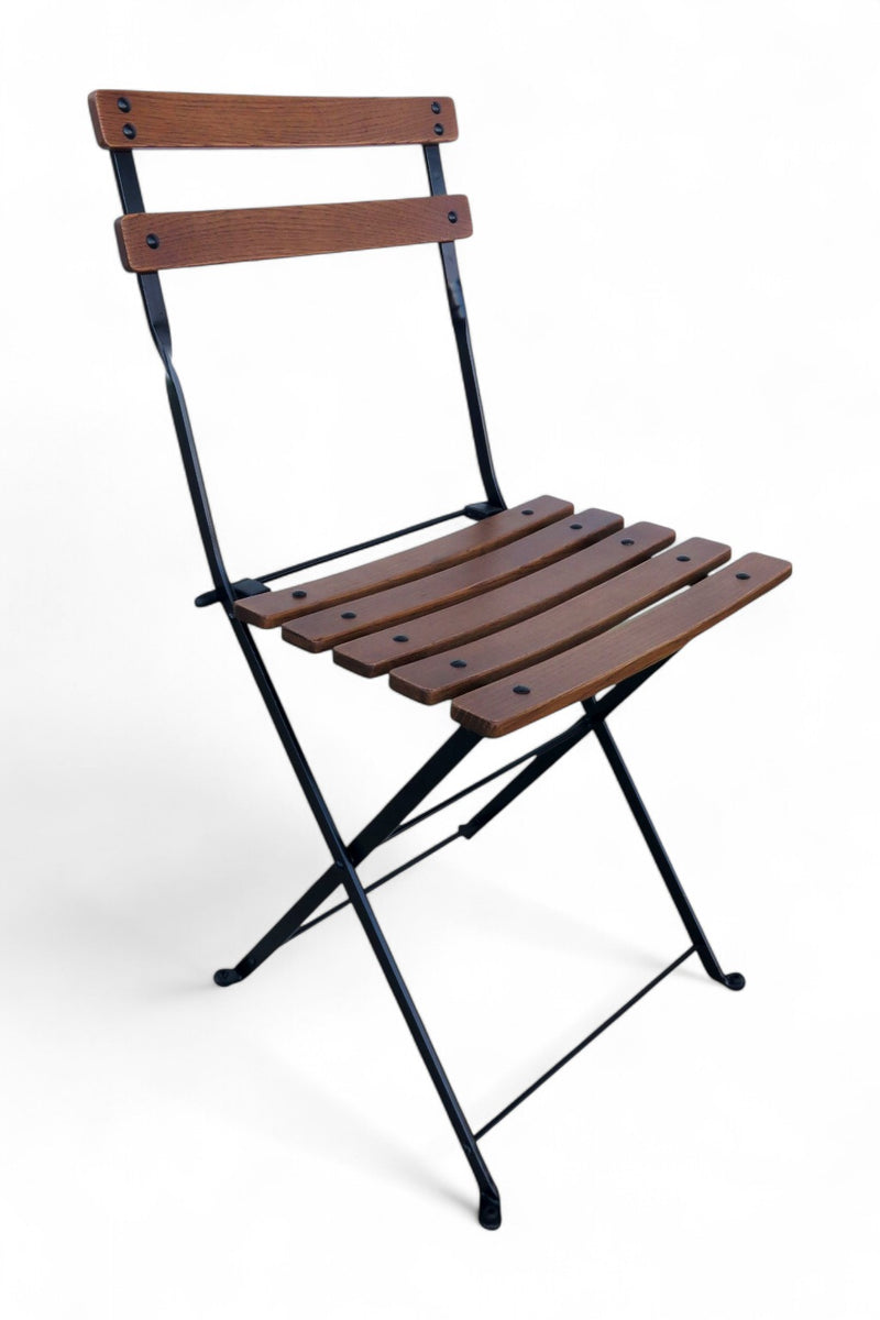 Dijon Folding Chair - Stackable -European Chestnut Wood Clear Coated Slats - Set of two one angle view