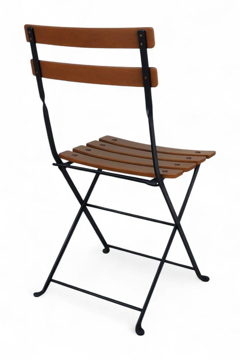 Dijon Folding Chair - Stackable -European Chestnut Wood Clear Coated Slats - Set of two back view