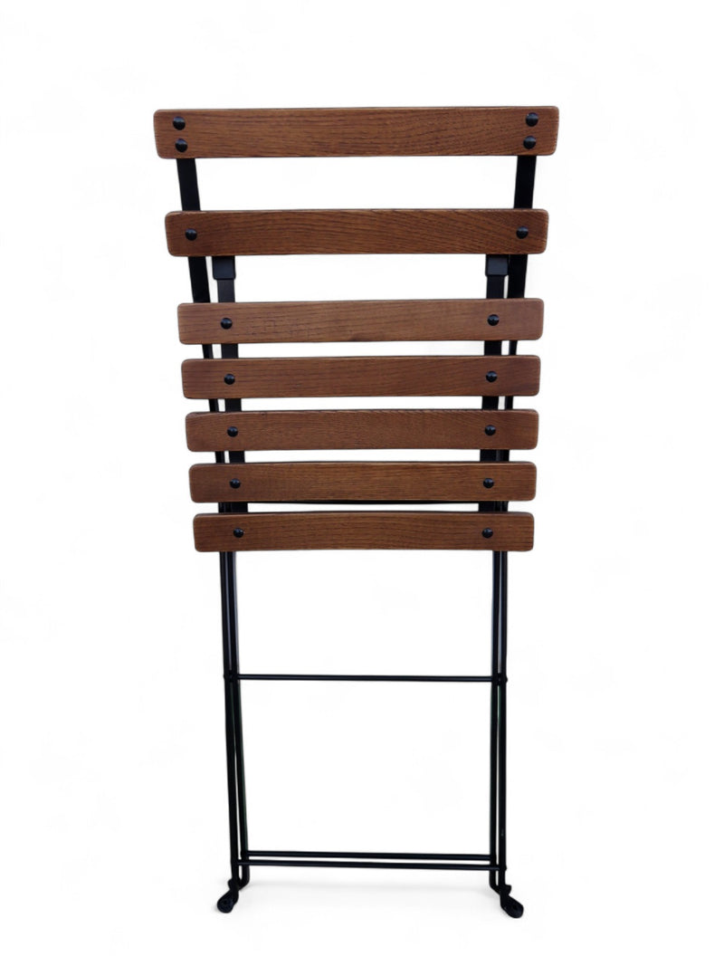 Dijon Folding Chair - Stackable -European Chestnut Wood Clear Coated Slats - Set of two folded view