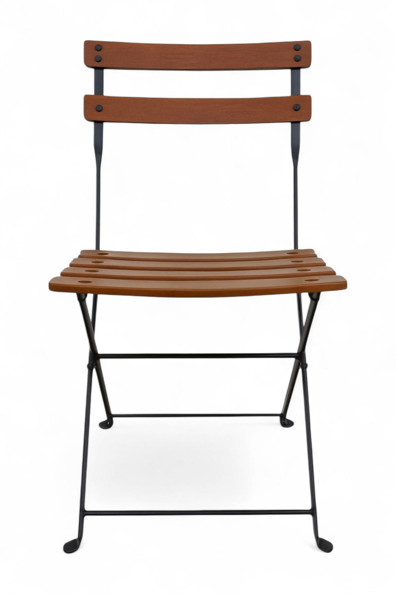 Dijon Folding Chair - Stackable -European Chestnut Wood Clear Coated Slats - Set of two front view