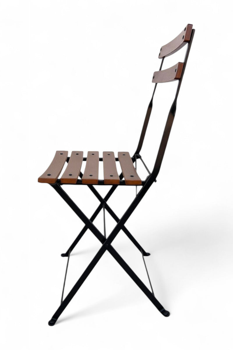 Dijon Folding Chair - Stackable -European Chestnut Wood Clear Coated Slats - Set of two side view