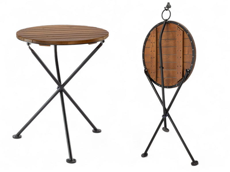 DemarForge Folding Table 4129 - Stackable - European Chestnut Wood Clear Coated angle view