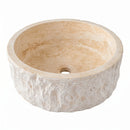 Denizli Beige Travertine Round Vessel Sink - 16x16x6" - Honed and Chiseled