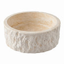Denizli Beige Travertine Round Vessel Sink - 16x16x6" - Honed and Chiseled