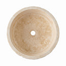Denizli Beige Travertine Round Vessel Sink - 16x16x6" - Honed and Chiseled