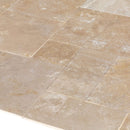 Denizli Beige Antique Pattern Travertine Tile - Full Truckload brushed and eased edge profile view