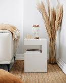 Design Rectangular Side Table with Shelves - (W)13.7" (L)13.7" (H)19.7"