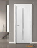 Quadro 4112 White Silk Barn Door Slab with Frosted Glass