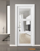 Lucia 2555 Matte White Barn Door Slab with 3 Lites Clear Glass