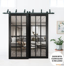 Felicia 3355 Matte Black Barn Door Slab with 12 Lites Clear Glass