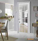 Felicia 3355 Matte White Barn Door Slab with 12 Lites Clear Glass