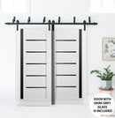 Quadro 4588 White Silk Barn Door Slab with Black Glass