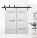 Quadro 4055 White Silk Barn Door Slab with Frosted Opaque Glass