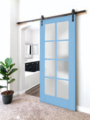 Veregio 7412 Aquamarine Barn Door with Frosted Glass and Black Rail