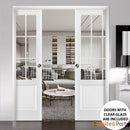 Felicia 3599 Matte White Barn Door Slab with 9 Lites Clear Glass