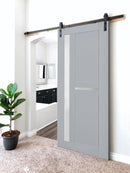 Veregio 7288 Matte Grey Barn Door with Frosted Glass and Black Rail
