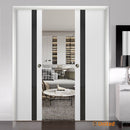 Planum 0040 White Silk Barn Door Slab with Black Glass
