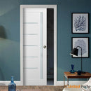Quadro 4088 White Silk Barn Door Slab with Frosted Glass