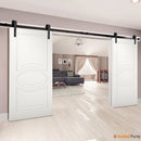 Mela 7001 Matte White Double Barn Door | Black Rail