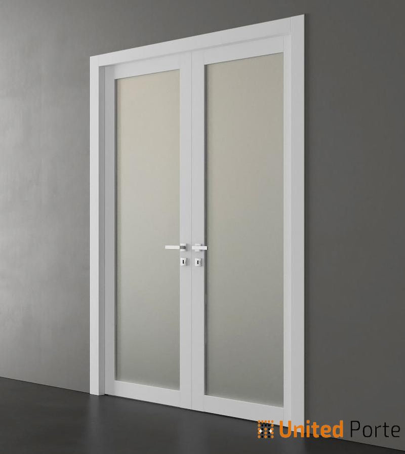 Planum 2102 White Silk Barn Door Slab with Frosted Glass