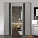 Planum 0040 Grey Ash Barn Door Slab with Black Glass