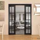 Felicia 3355 Matte Black Barn Door Slab with 12 Lites Clear Glass
