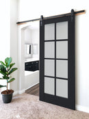 Veregio 7412 Antracite Barn Door with Frosted Glass and Black Rail