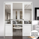 Lucia 1533 White Silk Barn Door Slab with Clear Glass