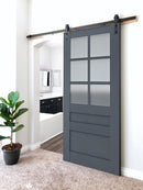 Veregio 7339 Antracite Barn Door with Frosted Glass and Black Rail