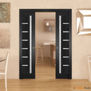 Quadro 4088 Matte Black Barn Door Slab with Frosted Glass