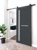 Veregio 7288 Antracite Barn Door with Frosted Glass and Black Rail