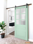 Veregio 7339 Oliva Barn Door with Frosted Glass and Black Rail