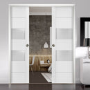 Quadro 4266 White Silk Barn Door Slab with Frosted Glass