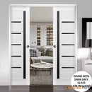 Quadro 4588 White Silk Barn Door Slab with Black Glass