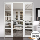 Quadro 4522 Matte White Barn Door Slab with Clear Glass