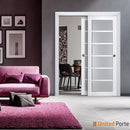 Veregio 7602 Matte White Barn Door Slab with Frosted Glass