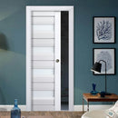 Veregio 7455 Matte White Barn Door Slab with Frosted Glass