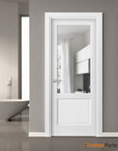 Lucia 1533 White Silk Barn Door Slab with Clear Glass