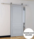 Veregio 7411 Matte Grey Barn Door and Silver Finish Rail