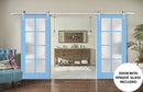 Veregio 7412 Aquamarine Double Barn Door with Frosted Glass and Silver Finish Rail