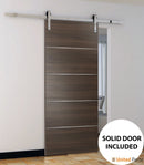 Planum 0020 Chocolate Ash Barn Door and Silver Finish Rail