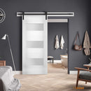 Sete 6003 White Silk Barn Door with Frosted Glass and Black Rail