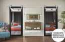 Lucia 1299 Matte Black Double Barn Door with Mirror Glass and Silver Finish Rail