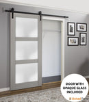 Lucia 2552 Grey Ash Barn Door with Frosted Glass and Black Rail