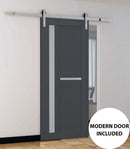 Veregio 7288 Antracite Barn Door with Frosted Glass and Silver Finish Rail