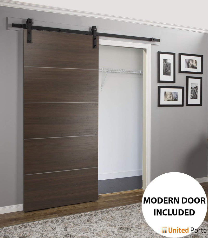 Planum 0020 Chocolate Ash Barn Door and Black Rail