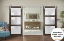 Lucia 2552 Chocolate Ash Double Barn Door with Frosted Glass | Silver Finish Rail