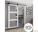 Lucia 2555 Matte White Barn Door with 3 Lites Clear Glass and Black Rail